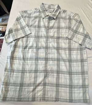 N#554 Haggar Cool 18 PRO Short Sleeve Plaid Button Down Shirt